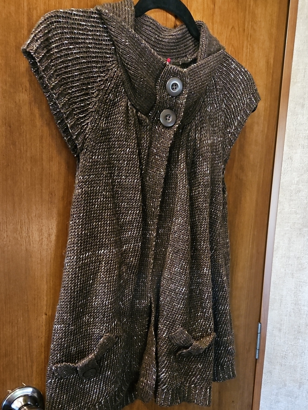 UNIONBAY Brown Marled Knit Button-Front Cardigan with Pockets- Medium